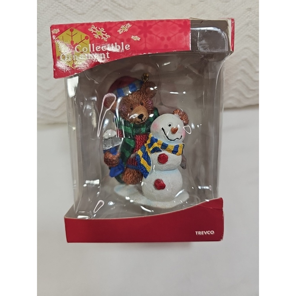VTG Ornament Trevco Christmas Bear Building Snowman NEW